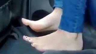 Hot Sweaty Syrian feet in Egypt in a car!